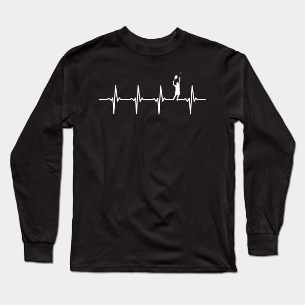 Tennis Heartbeat Gift For Tennis Players Long Sleeve T-Shirt by OceanRadar